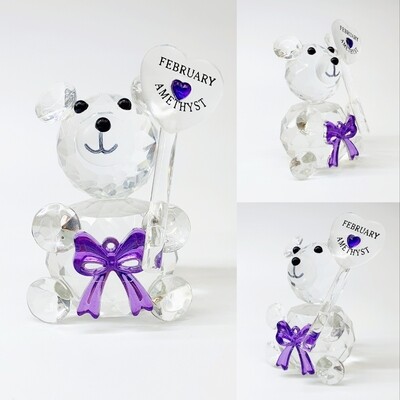 Birthday Bear - 02 - FEBRUARY* -Cut Glass Crystal-