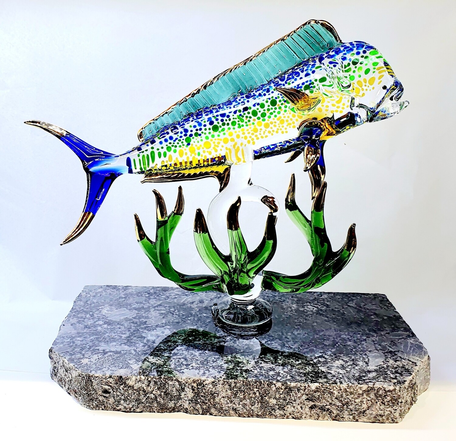 Mahi Mahi with Coral on Granite Base