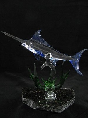 Marlin with Coral on Granite Base