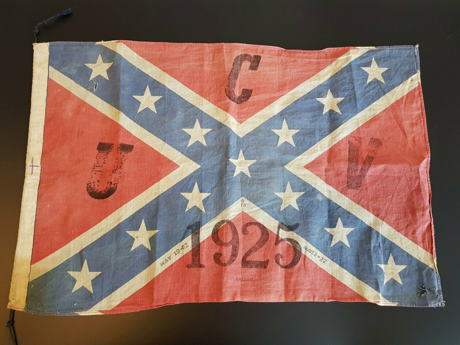 Very Rare Original UNITED CONFEDERATE DALLAS TEXAS VETERANS / UCV REUNION PARADE FLAG 1925