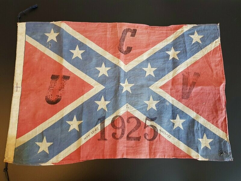 Very Rare Original UNITED CONFEDERATE DALLAS TEXAS VETERANS / UCV REUNION PARADE FLAG 1925