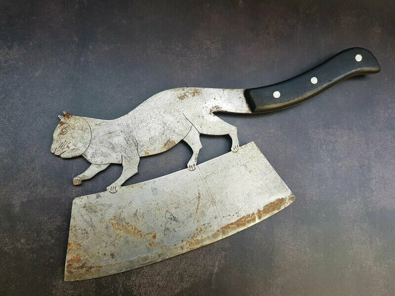 Rare Antique French Figural Cleaver / Folk Art
