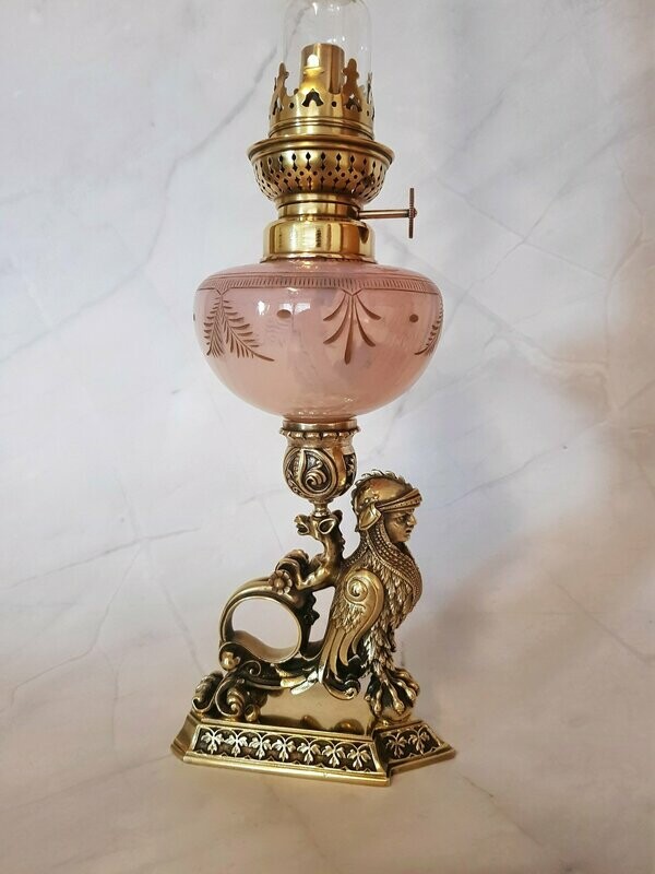 Antique 19th Century Rare Elegant Bronze French Petrol Lamp