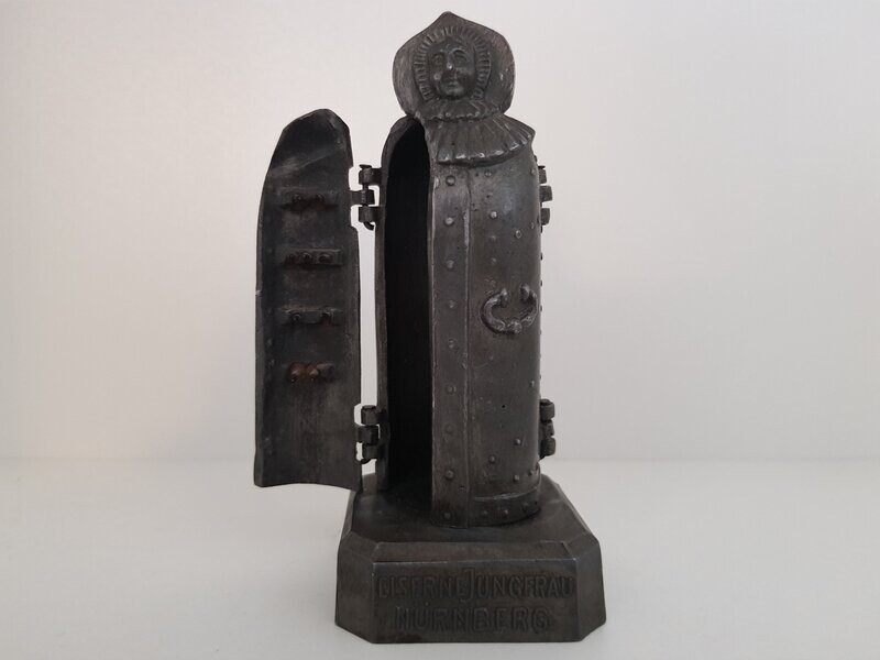 A rare cool german metal Iron Maiden (Eiserne Jungfrau) souvenir ca. 1900