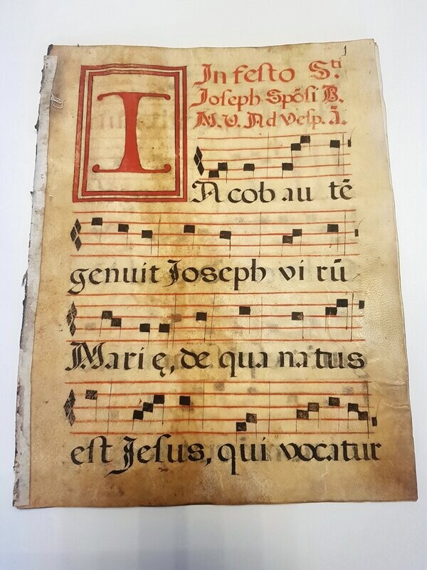 Rare 16th century 5 numbered Antiphonary pages