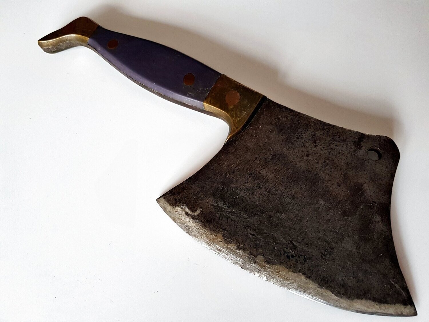 Antique Human Leg shaped Cleaver with a Bronze Boot unusual design