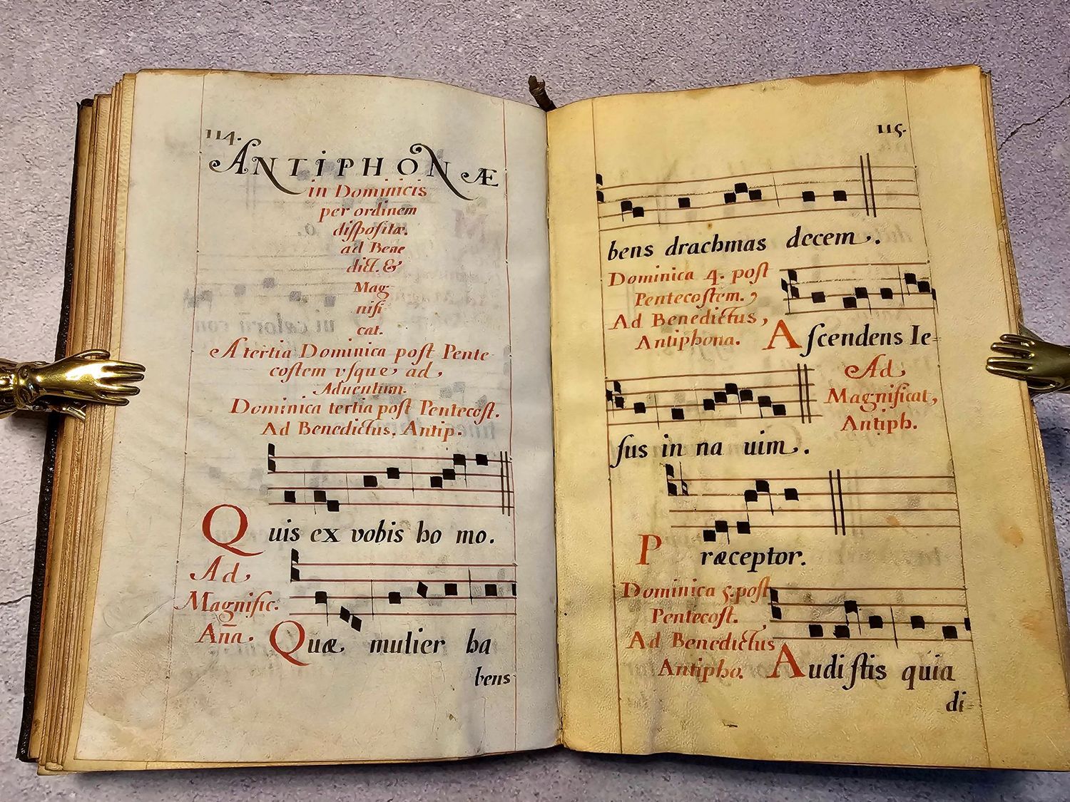 1623 Antiphonary Manuscript 17th Century Handwritten Liturgical Book – 241 Parchment Pages – RARE!