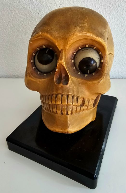 Very Rare Oswald Rotating Eye Skull Clock Germany ca. 1930