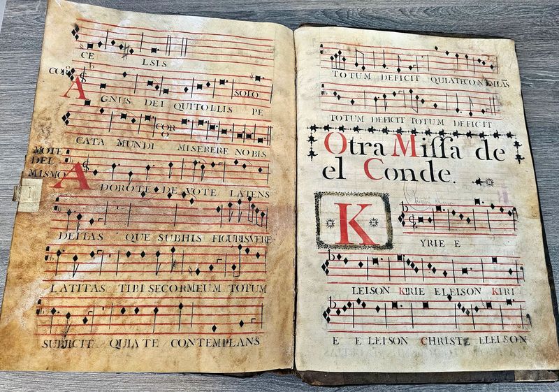 Antique 17th Century Antiphonary on Vellum Gregorian Chant Manuscript – 49.5 x 36 cm