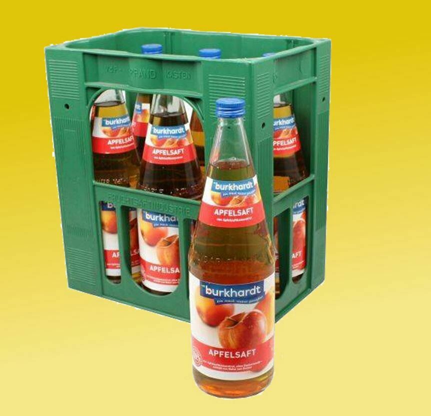 1 x Kiste Burkhardt Apfelsaft klar Direktsaft 6 x 1 L (Mehrweg Glas)
