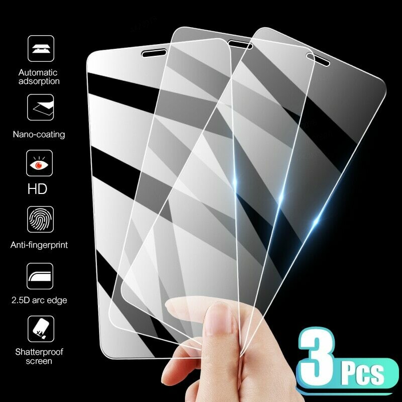 3PCS Full Cover Screen Protector Tempered Glass For iPhone  7 8 6 6s Plus X XR XS MAX SE 5 5s 11 12 Pro