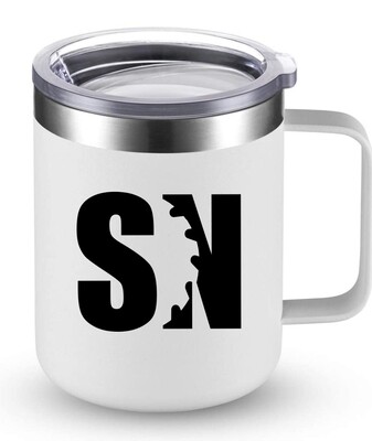 White Sawdust Nation Insulated Mug with Lid