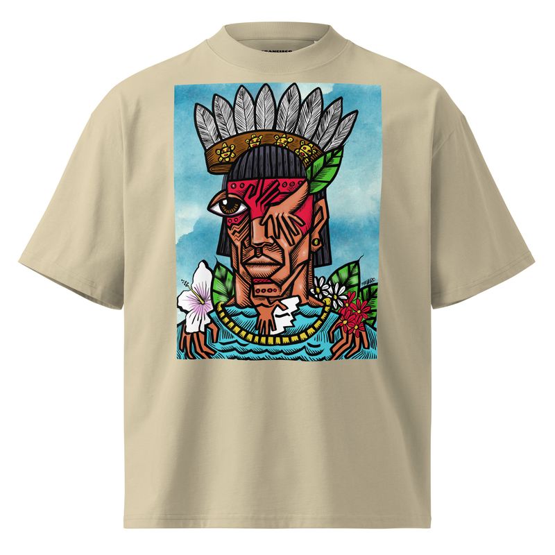 Urayoan Taino Unisex organic oversized high neck t-shirt