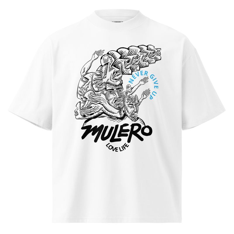 Never Give Up Unisex organic oversized high neck t-shirt