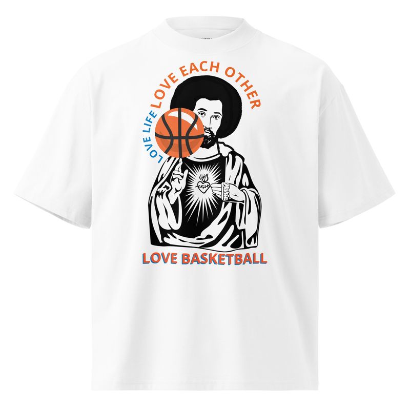 Jesus Love Basketball Unisex organic oversized high neck t-shirt