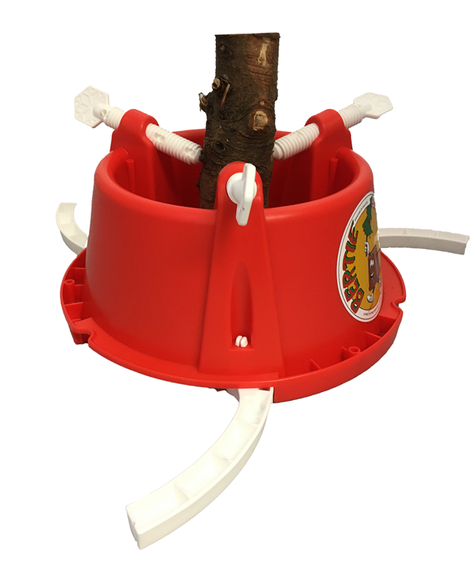 Bertie Water-filled Needlestop Christmas Tree Stand- Red/ White