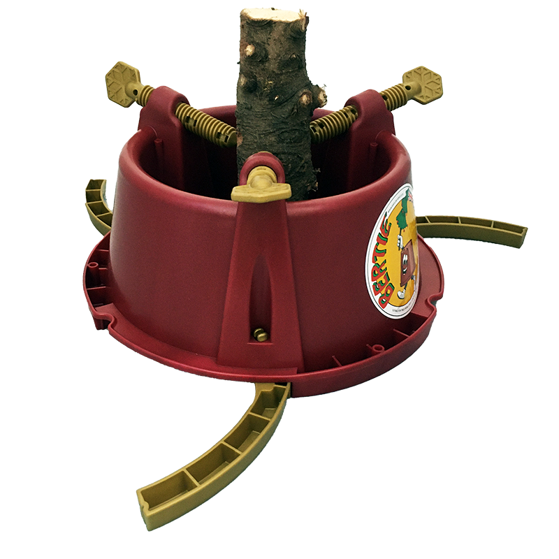 Bertie Water-filled Needlestop Christmas Tree Stand- Dark Red/ Gold