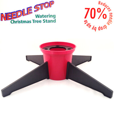 Small Water-filled Needlestop Christmas Tree Stand- Red/ Black