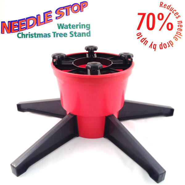 Large Water-filled Needlestop Christmas Tree Stand- Red/ Black