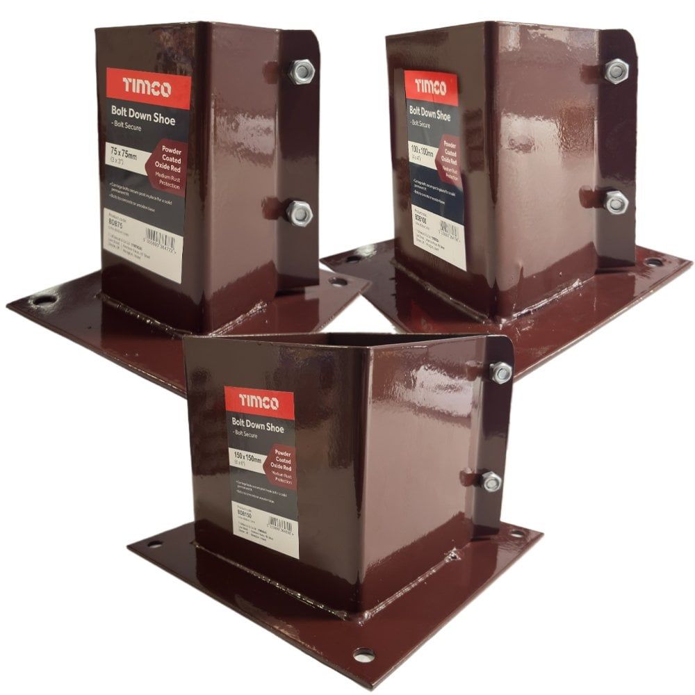 Bolt Down Post Anchor 3x3 Red Oxide