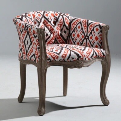 European Antique Armchair, Retro Design Fabric, Solid Wood, Classic Vintage