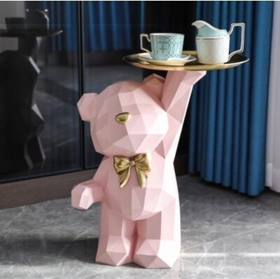 Artistic Fibreglass Side Table, Crystal Cutting Bear Deco Art for Side Table