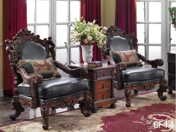 The Olden Centuries Wooden Cascade Genuine Leather Lounge Chair