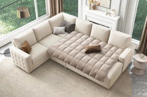 Sectional Couch with Storage Chaise, Sofa Bed with Storage