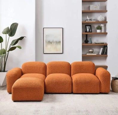 3-Seater Cubes Design Sofa, Convertible Modular Sectional Sofa, L-Shaped Modern Cubes Shape Couch