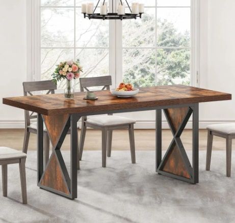 Rustic Vintage Dining Table with Stylish Design Wooden Top Color For 6-8 pax