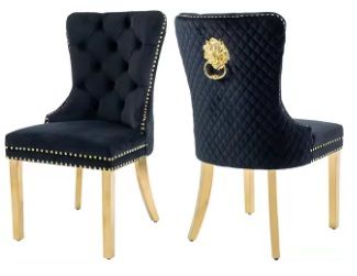 Set of 2 Dining Chairs with Engrave Back Ring