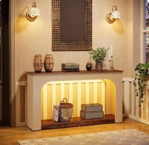 Vintage Chimney Console Table 55inch with 22 Dynamic Mode Lightings