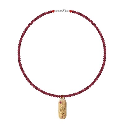 Ruby Necklace with Snake Pendant