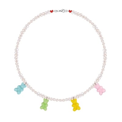 Pearl Necklace with Gummy Bears