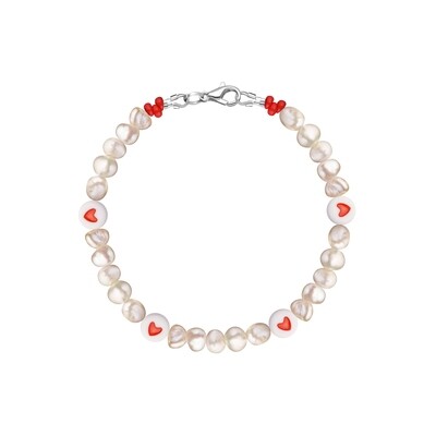 Pearl Bracelet with Hearts