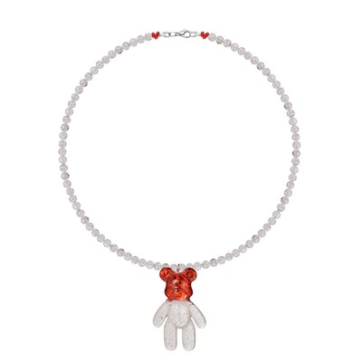 Sugar Quartz Necklace with Shiny Bear