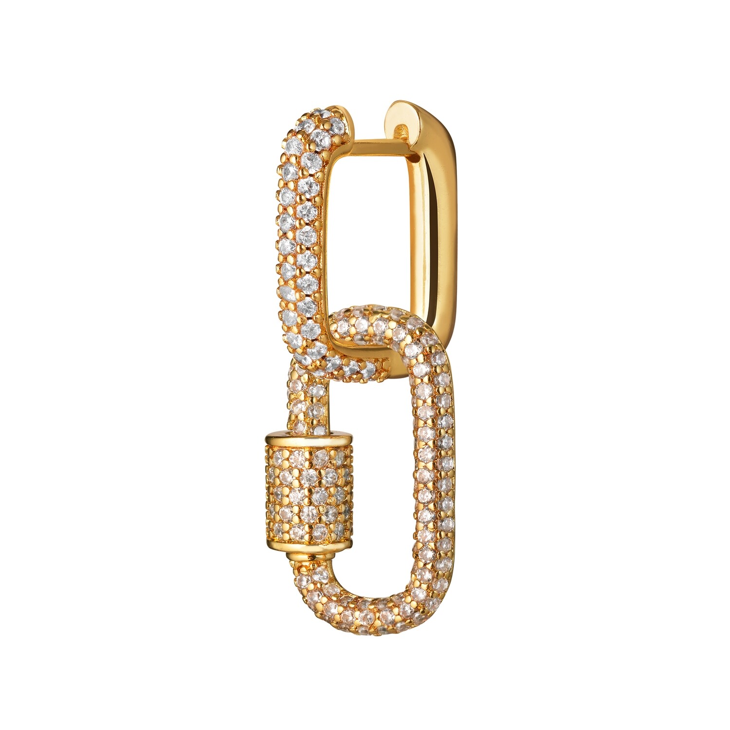 Carabiner Shiny Single Earring in Gold