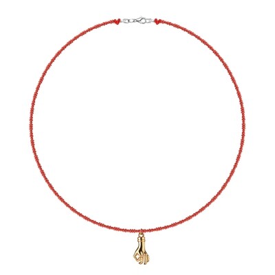 Red Beads Necklace with Hand Pendant