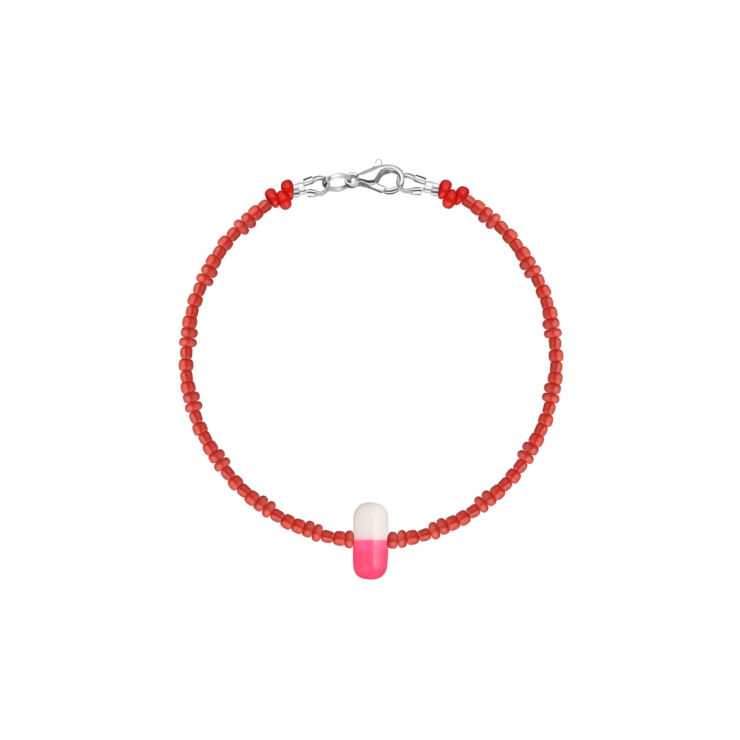 Beaded Bracelete with Pink Pill
