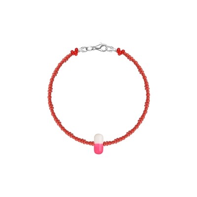 Beaded Bracelete with Pink Pill