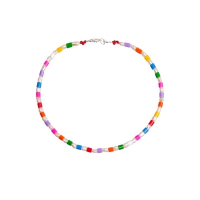 Pearl Necklace with Colorfull Beads