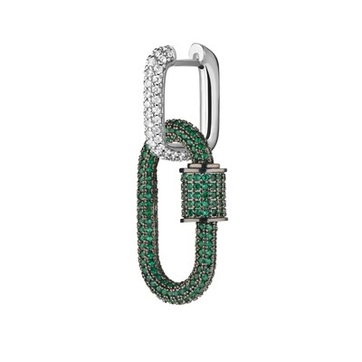 Emerald Carabiner Single Earring