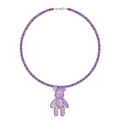 Purple Confetti Bear Necklace