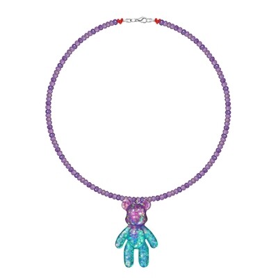 Purple-Blue Gradient Bear Necklace