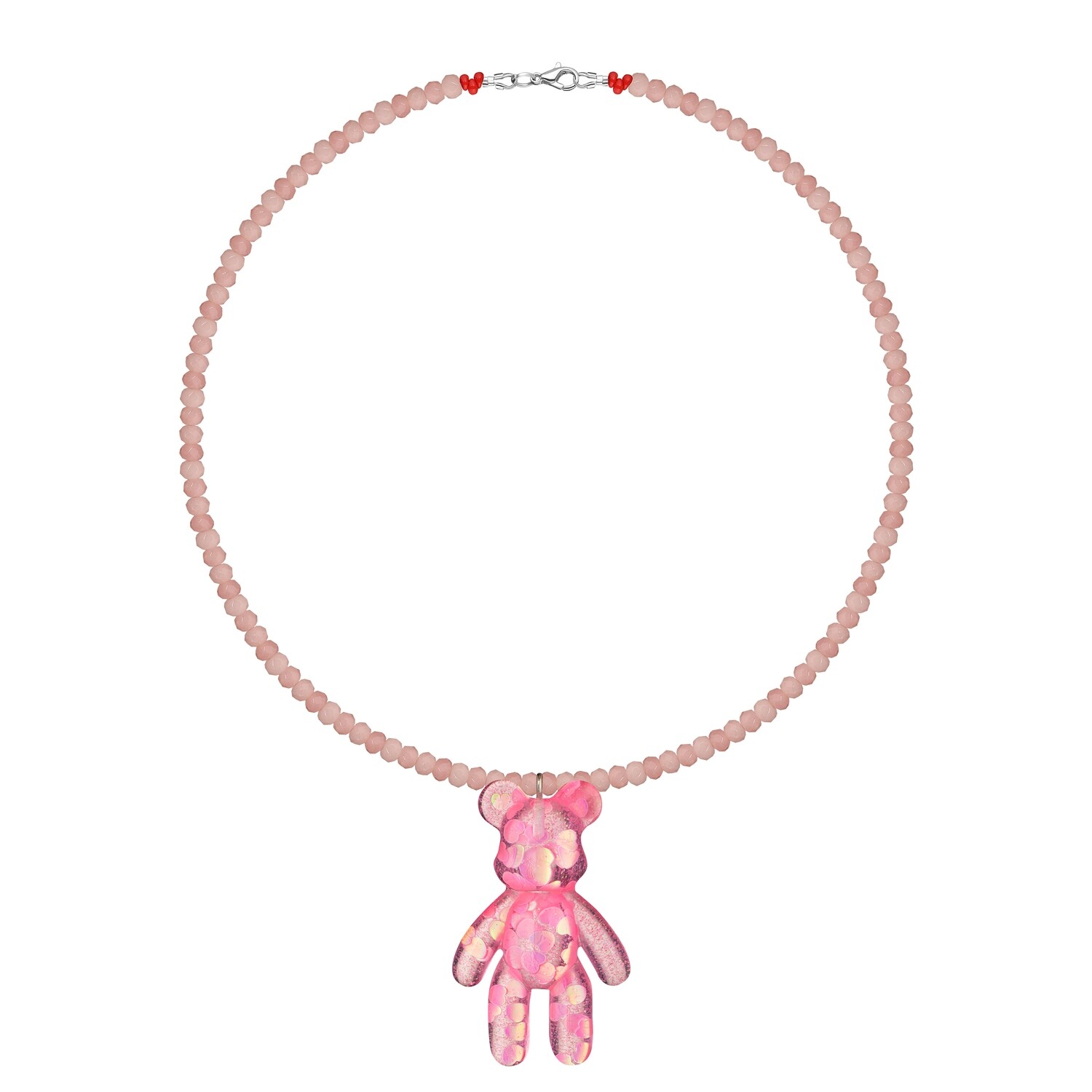 Pink Confetti Bear Necklace