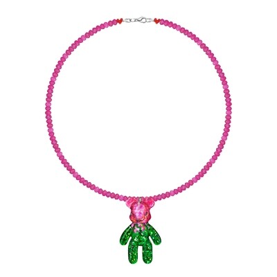 Pink-Green Gradient Bear Necklace