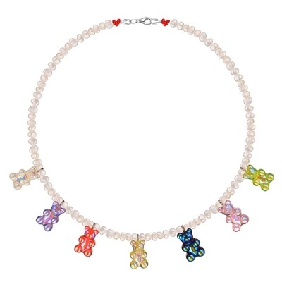 Pearl Necklace with Gummy Bears