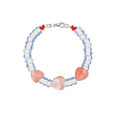 Transparent Opal Bracelet with Hearts