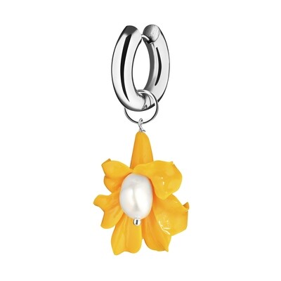 Yellow Flower Single Earring With Pearls