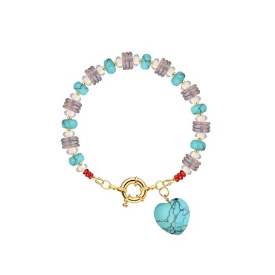 Turquoise Bracelet with Heart Pendant